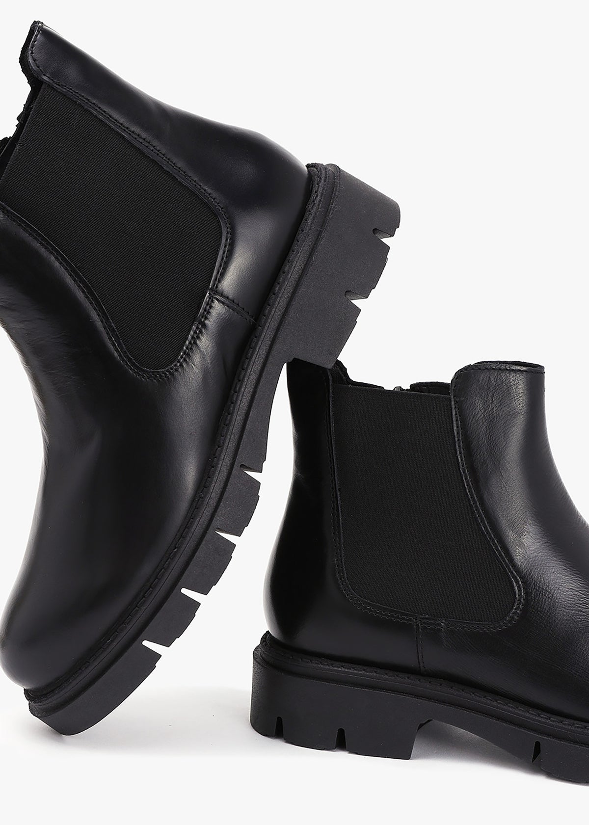 Leah Black Leather Chelsea Boots