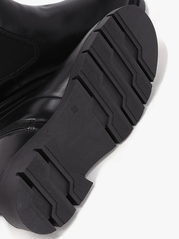 Leah Black Leather Chelsea Boots