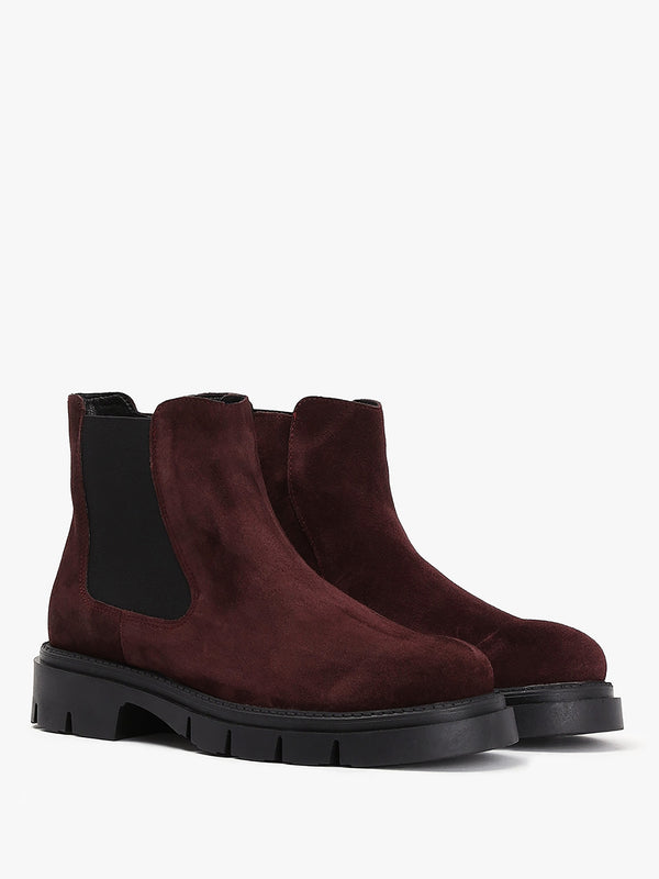 Leah Burgundy Suede Chelsea Boots