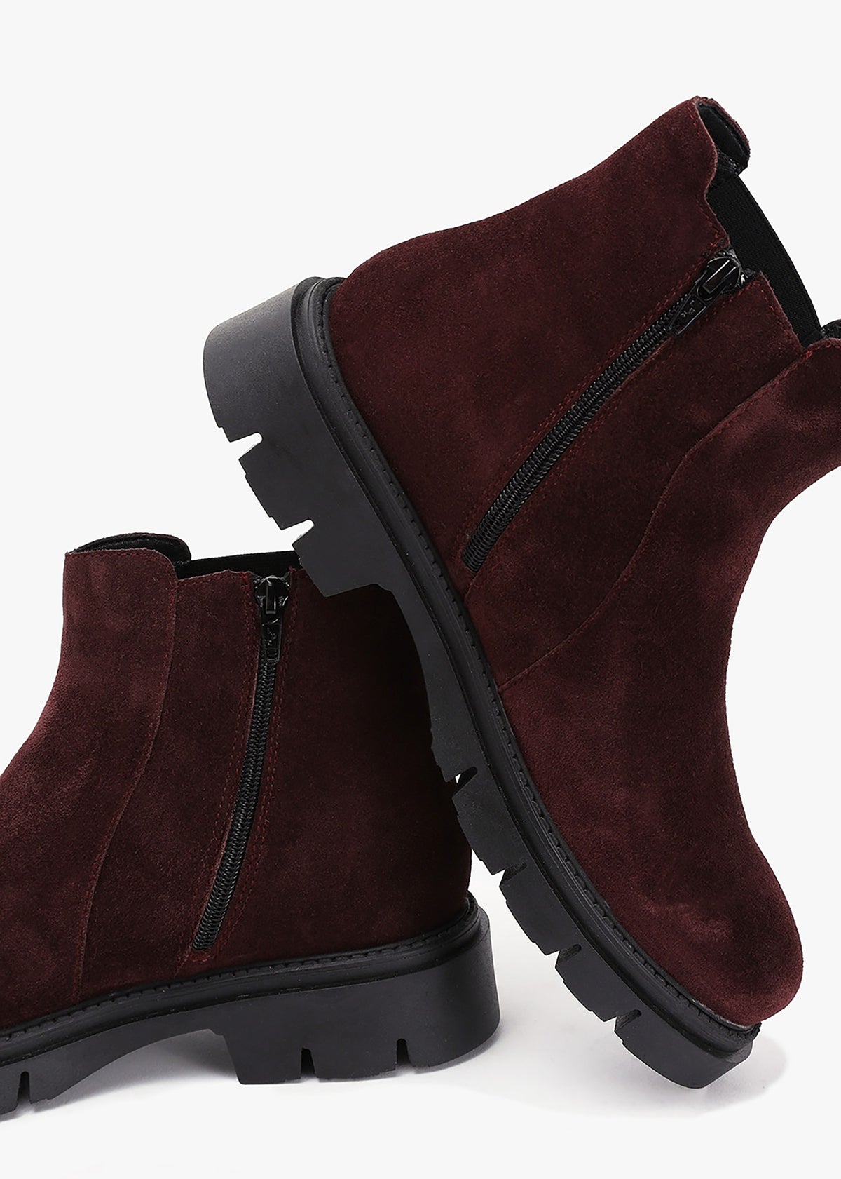 Leah Burgundy Suede Chelsea Boots