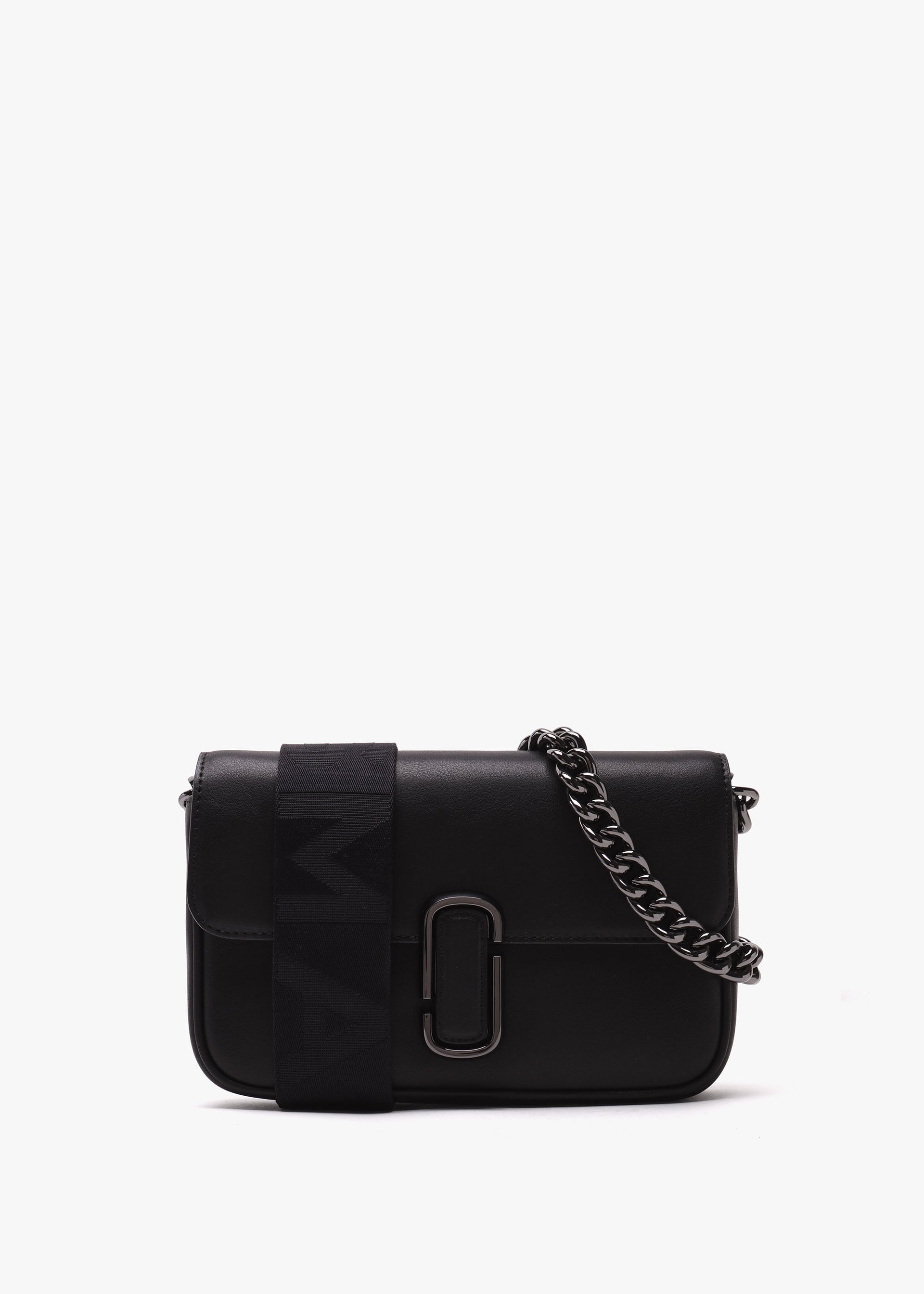 J Gunmetal Leather Shoulder Bag
