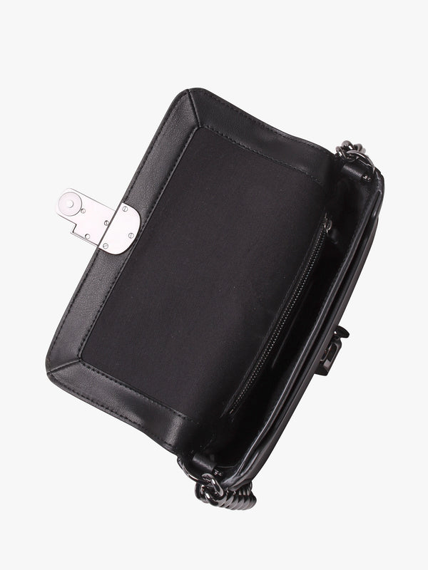 The J Marc Black Gunmetal Leather Shoulder Bag