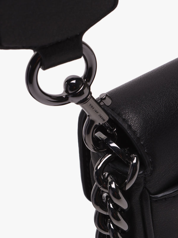 The J Marc Black Gunmetal Leather Shoulder Bag