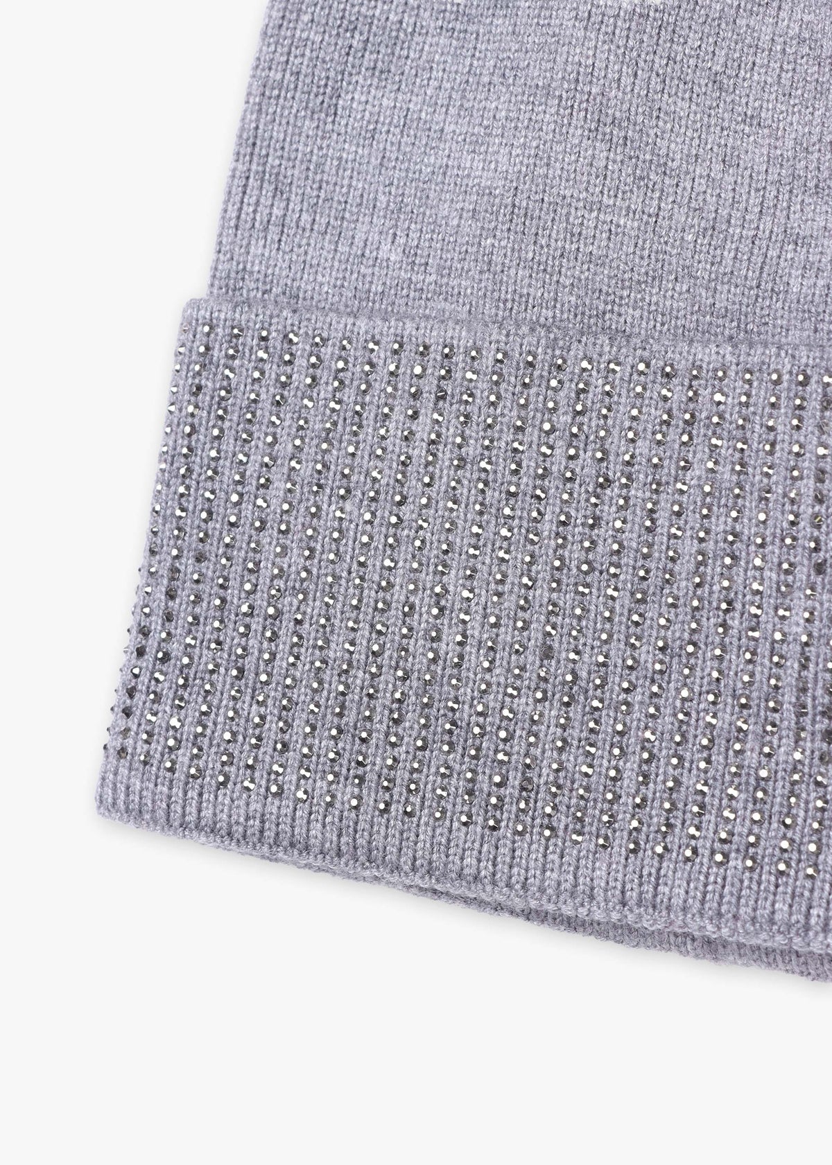 Grey Jewel Knitted Pom Pom Hat