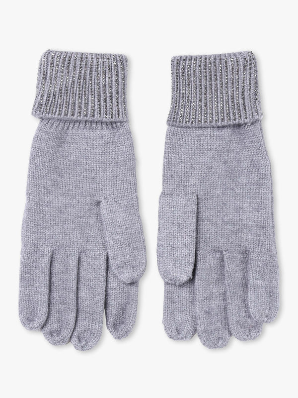 Grey Jewel Knitted Gloves