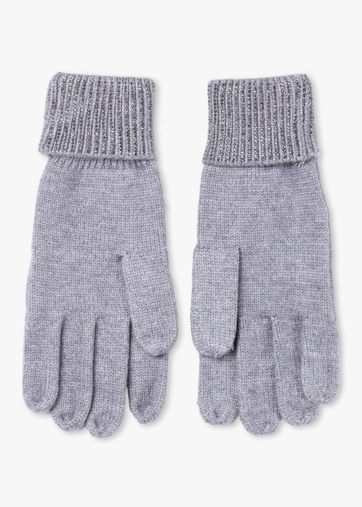 Grey Jewel Knitted Gloves