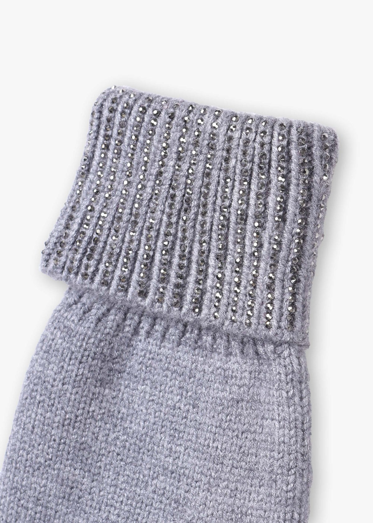 Grey Jewel Knitted Gloves