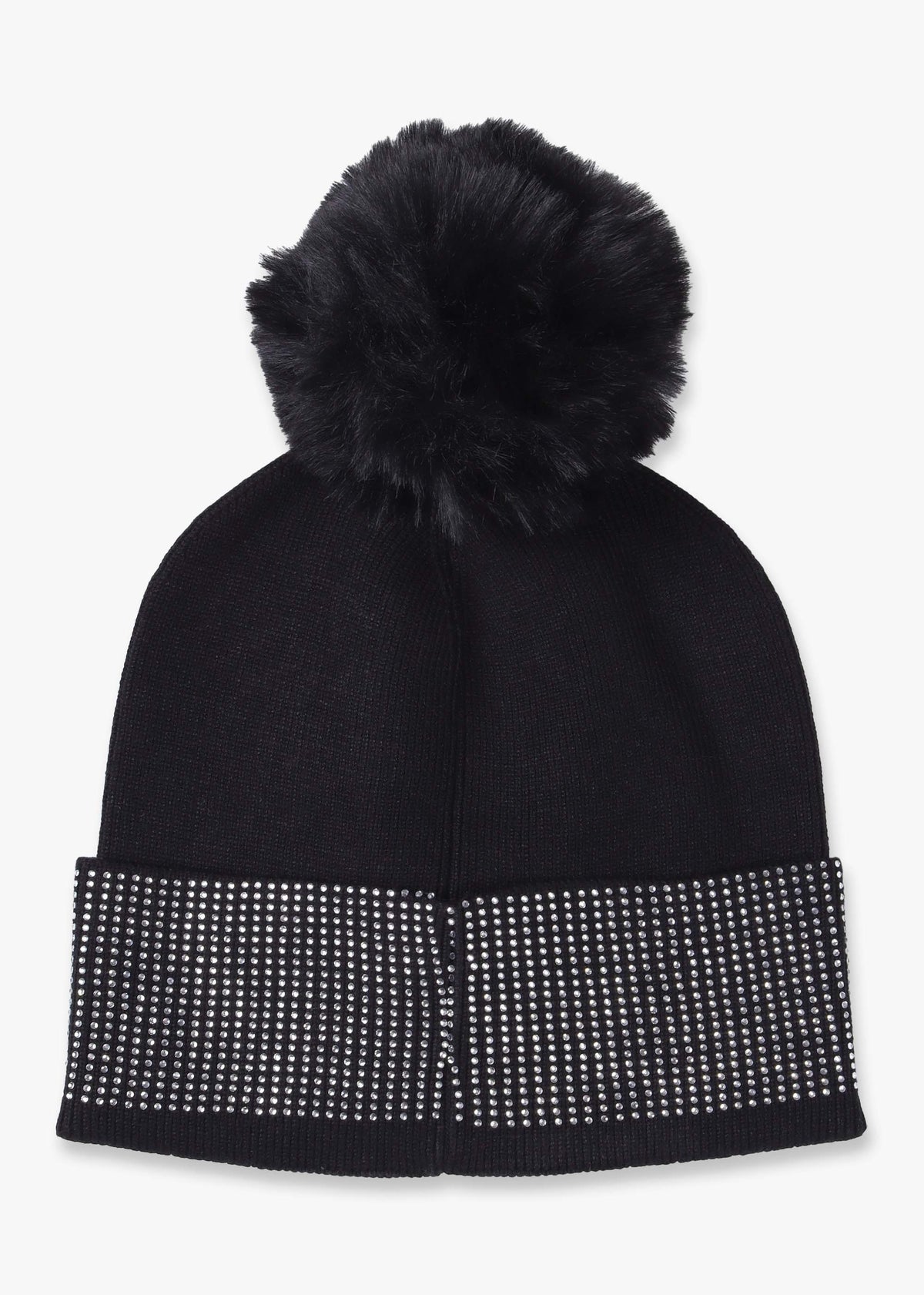 Black Jewel Knitted Pom Pom Hat