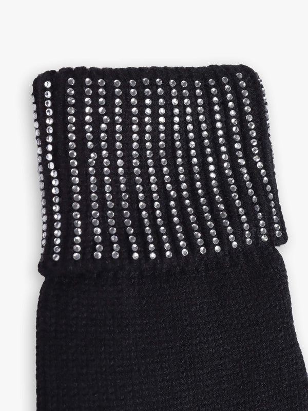 Black Jewel Knitted Gloves