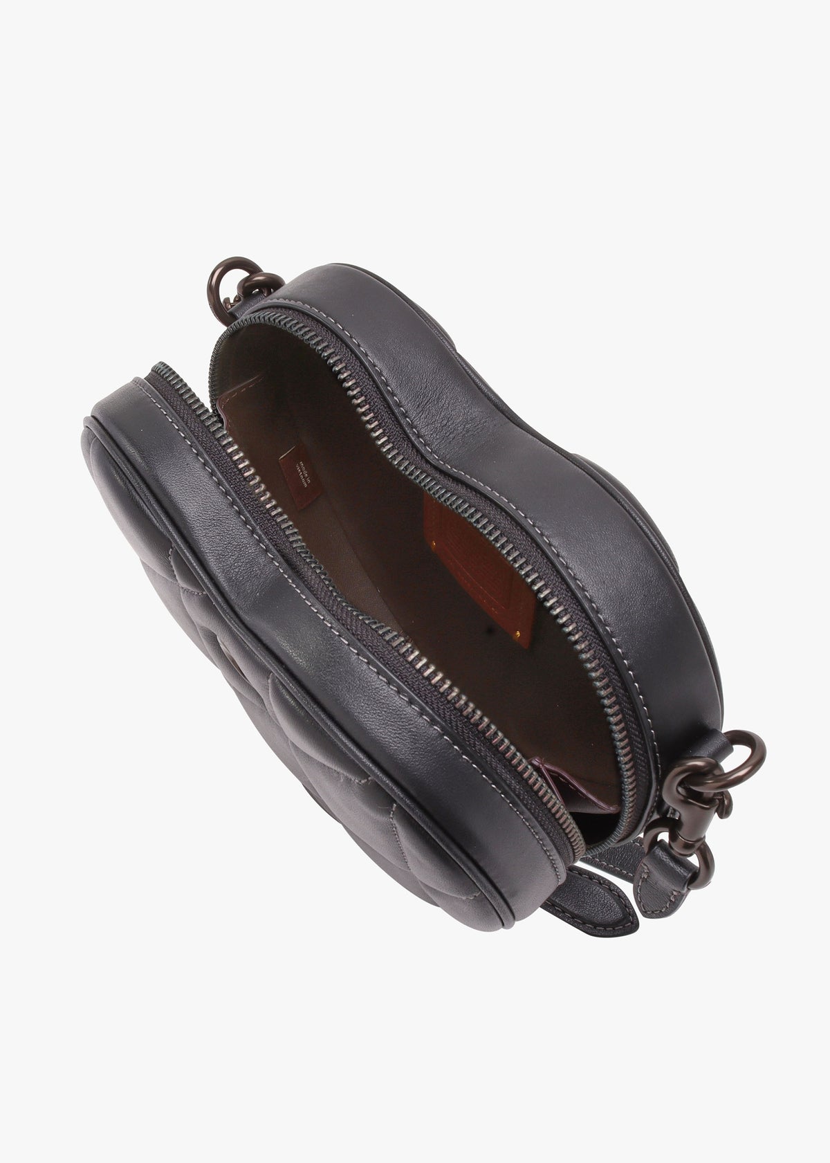 Heart Quilted Black Leather Cross-Body Bag