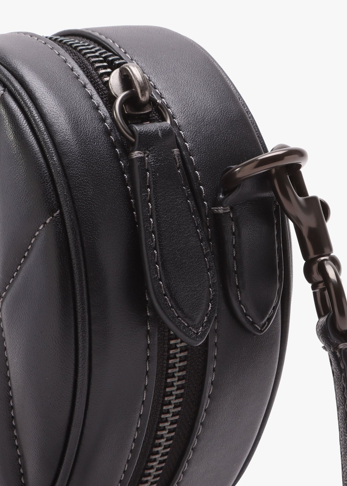 Heart Quilted Black Leather Cross-Body Bag