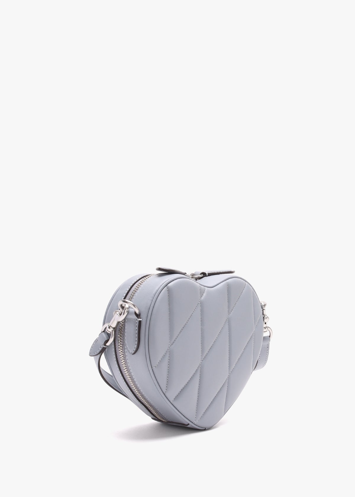 Heart Quilted Grey Blue Leather Cross-Body Bag