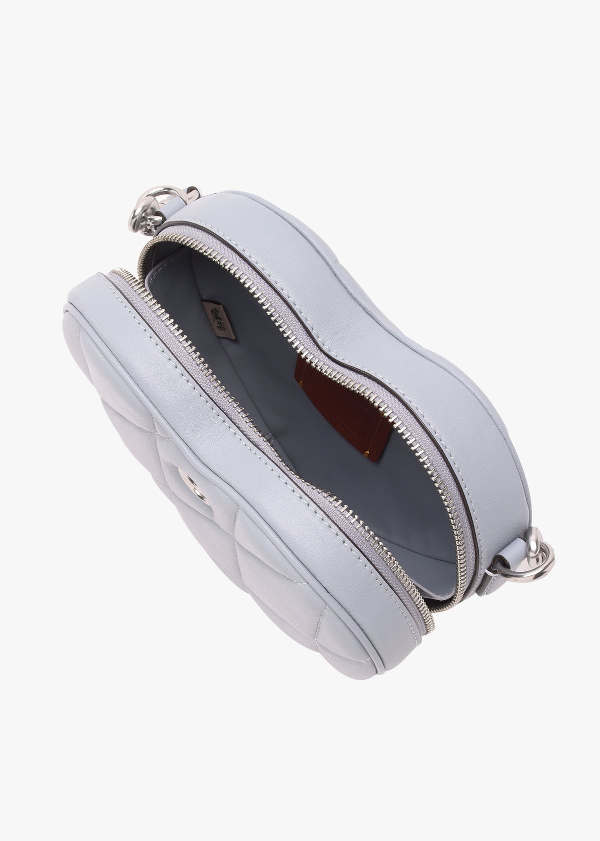 Heart Quilted Grey Blue Leather Cross-Body Bag