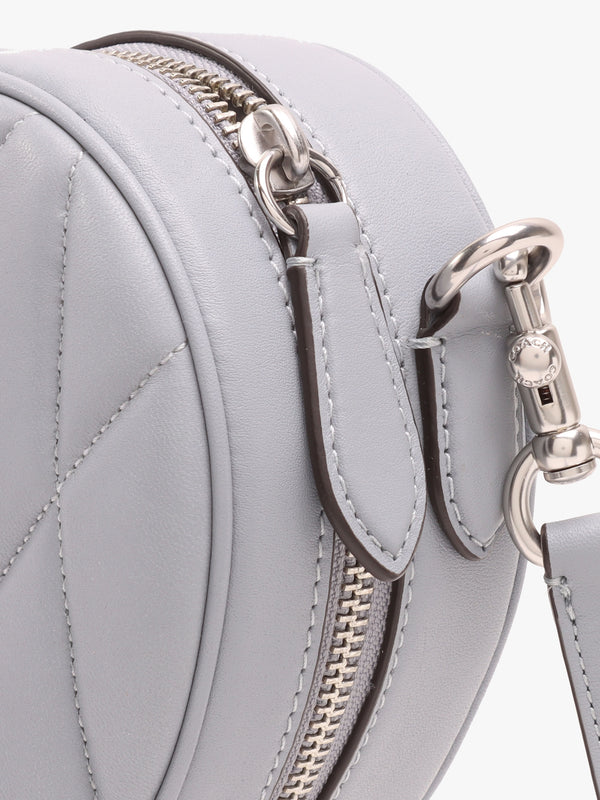 Heart Quilted Grey Blue Leather Cross-Body Bag