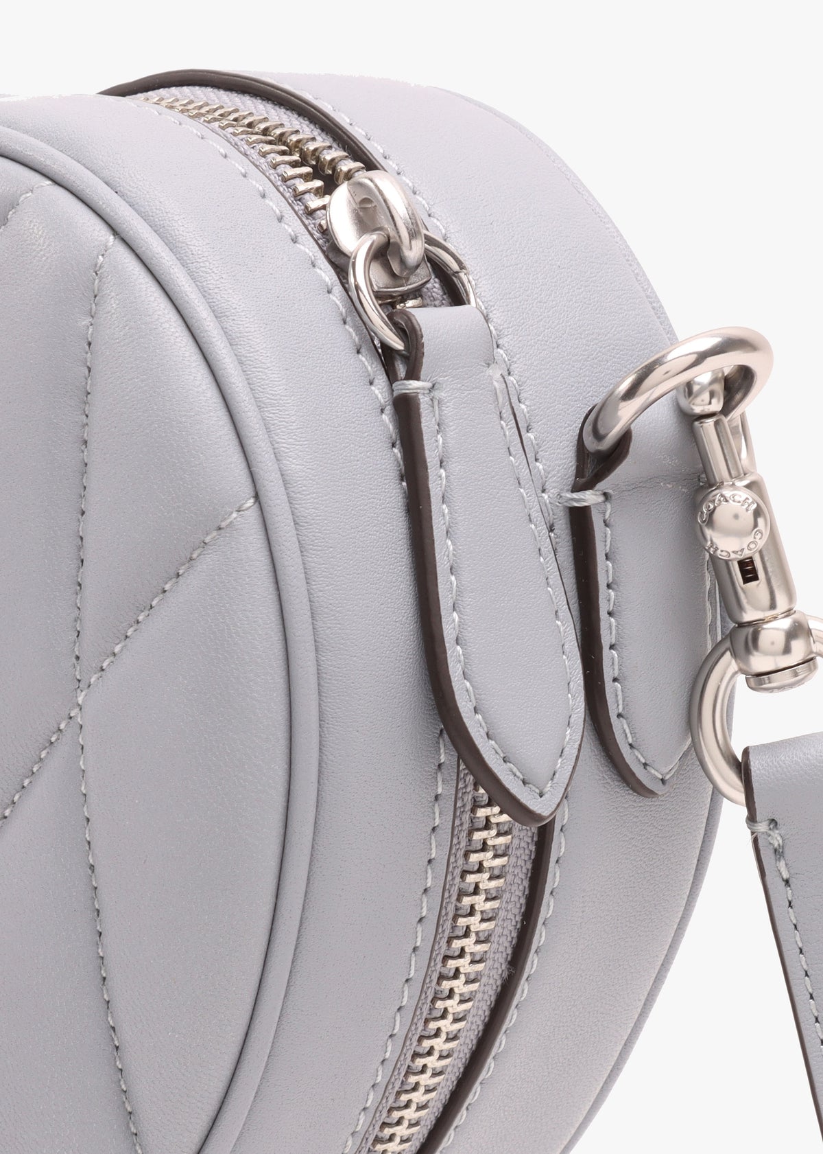 Heart Quilted Grey Blue Leather Cross-Body Bag