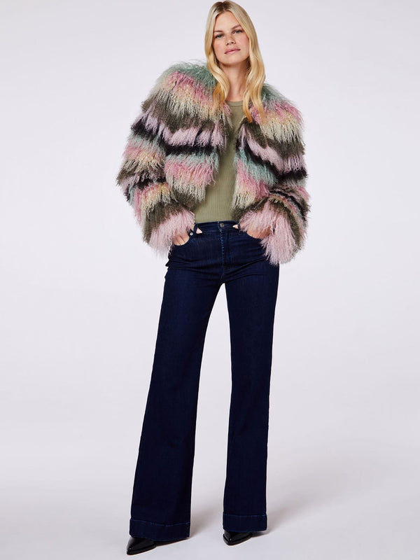 Candy Multicoloured Mongolian Lambswool Cropped Jacket