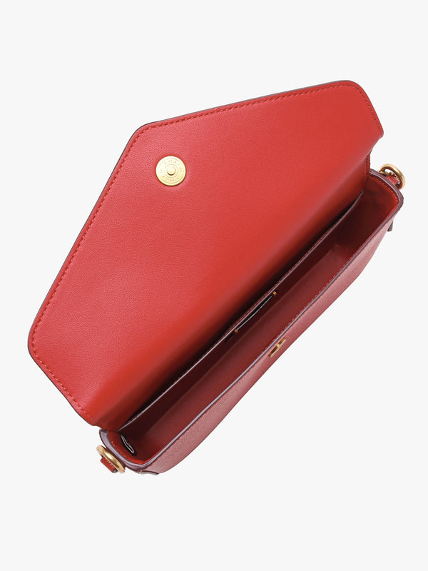 Wyn Enamel Red Crossgrain Leather Cross-Body Bag