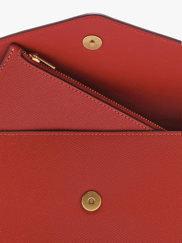 Wyn Enamel Red Crossgrain Leather Cross-Body Bag