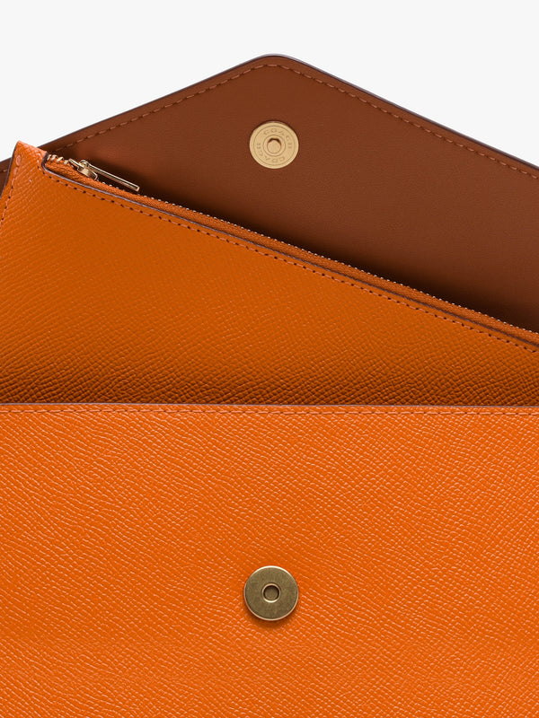 Wyn Sun Orange Crossgrain Leather Cross-Body Bag