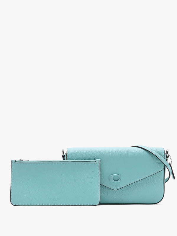 Wyn Faded Blue Crossgrain Leather Cross-Body Bag