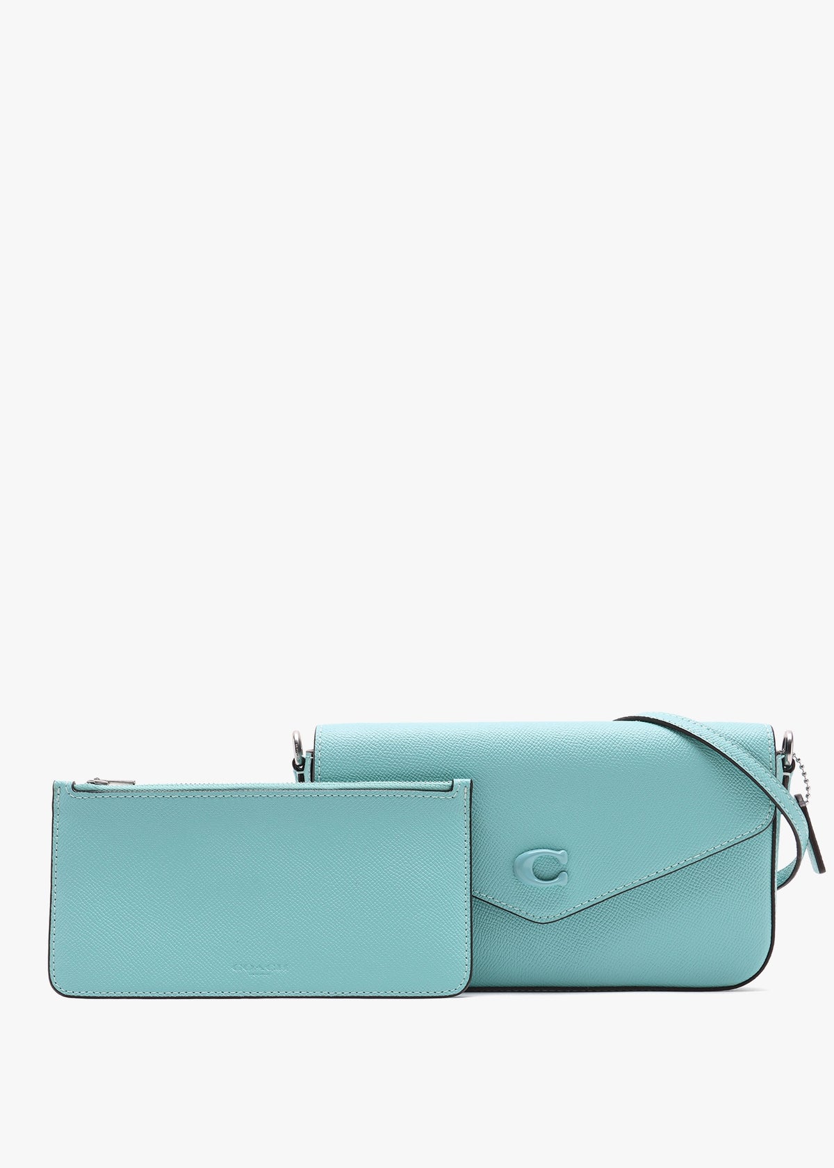 Wyn Faded Blue Crossgrain Leather Cross-Body Bag