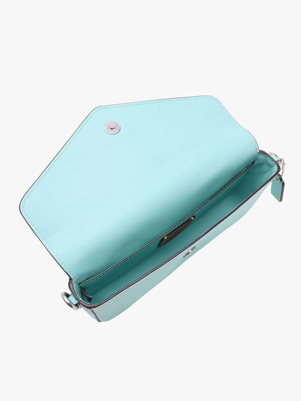Wyn Faded Blue Crossgrain Leather Cross-Body Bag
