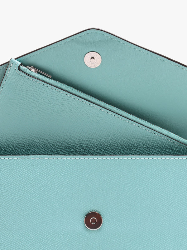 Wyn Faded Blue Crossgrain Leather Cross-Body Bag
