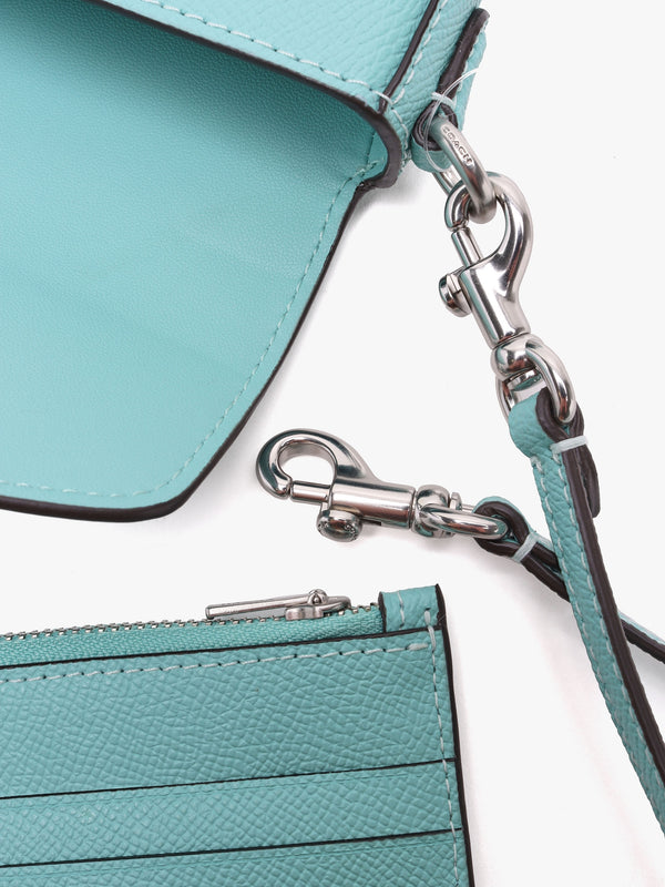 Wyn Faded Blue Crossgrain Leather Cross-Body Bag