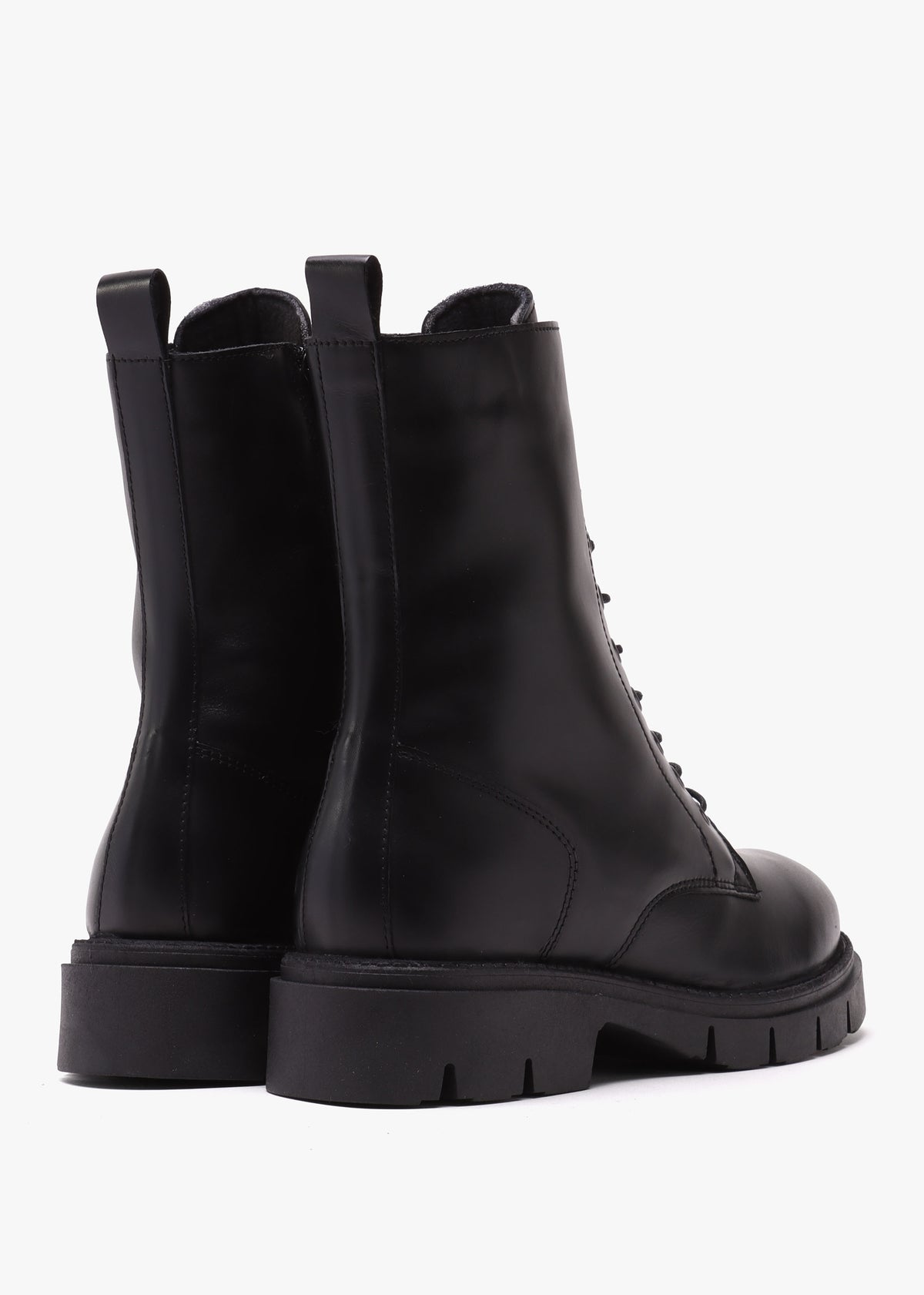 Lacie Black Leather Lace Up Ankle Boots