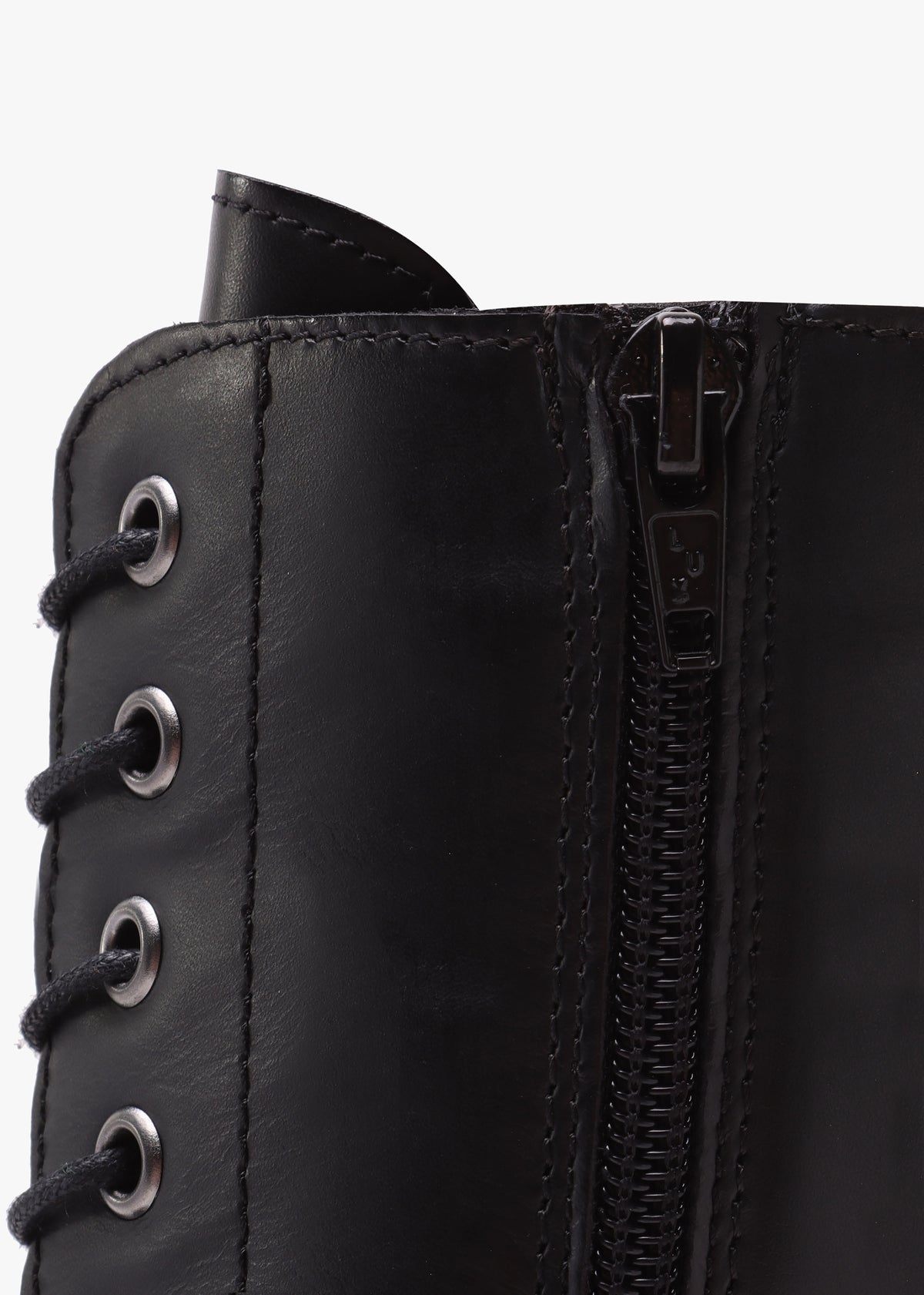 Lacie Black Leather Lace Up Ankle Boots