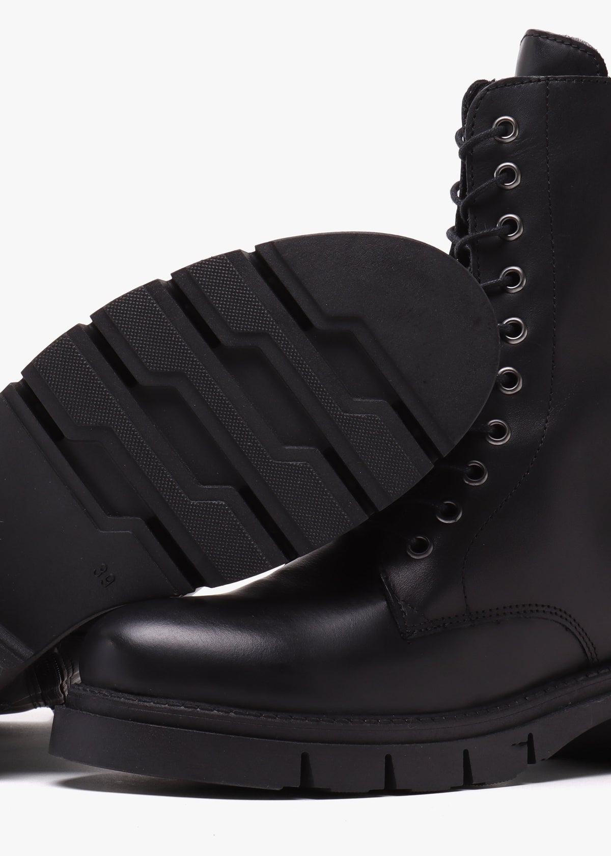 Lacie Black Leather Lace Up Ankle Boots