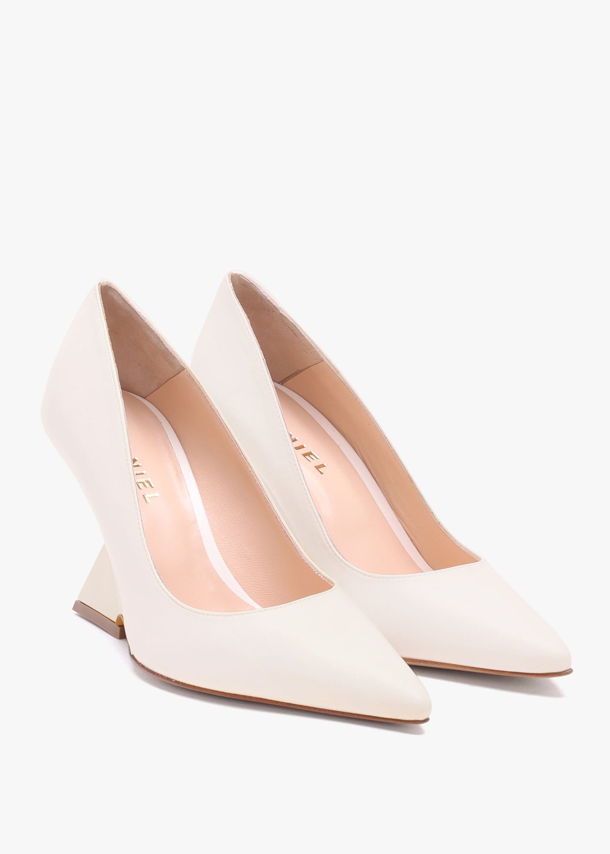 Azack Cream Leather Wedge Court Shoes