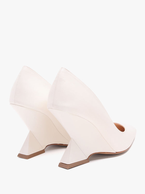 Azack Cream Leather Wedge Court Shoes