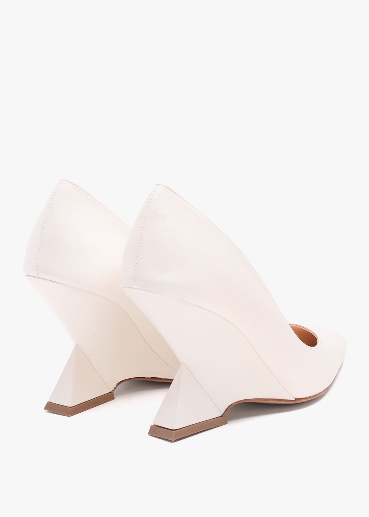 Azack Cream Leather Wedge Court Shoes