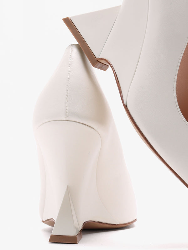 Azack Cream Leather Wedge Court Shoes