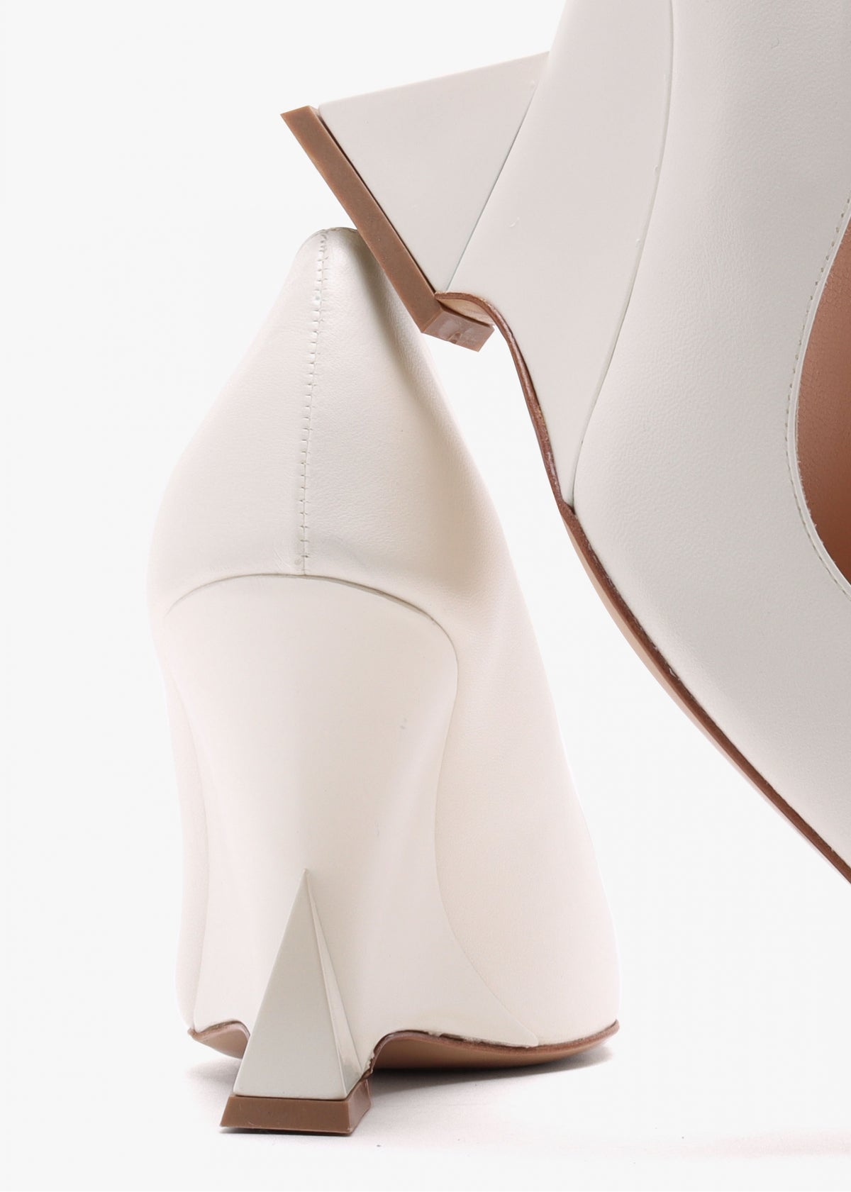 Azack Cream Leather Wedge Court Shoes
