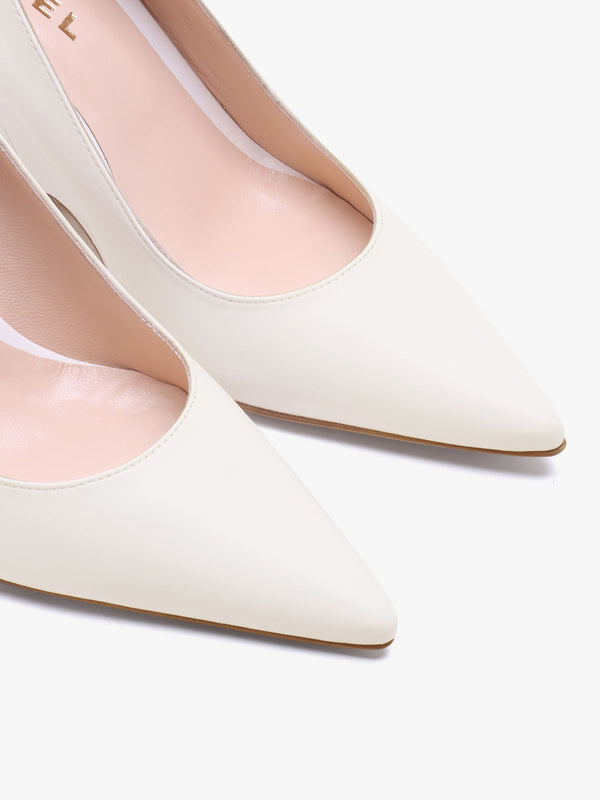 Azack Cream Leather Wedge Court Shoes