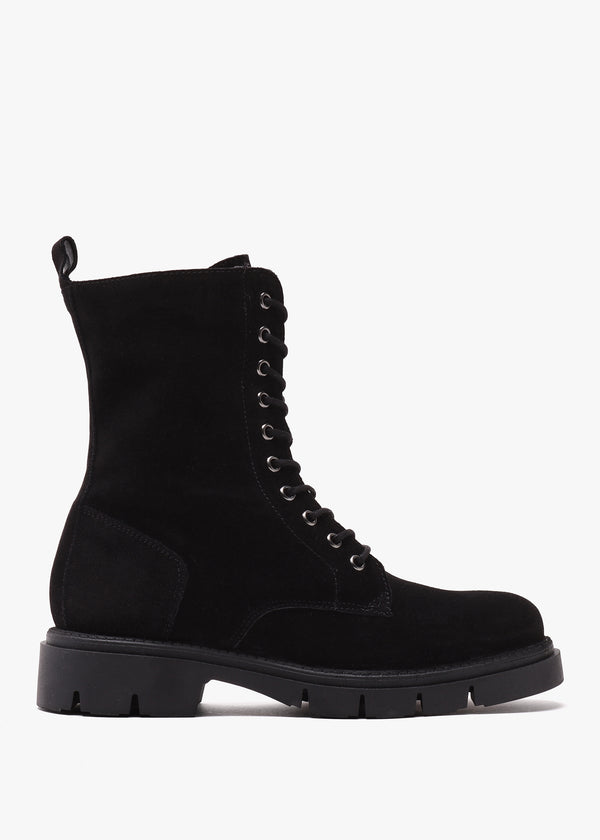 Lacie Black Suede Lace Up Ankle Boots