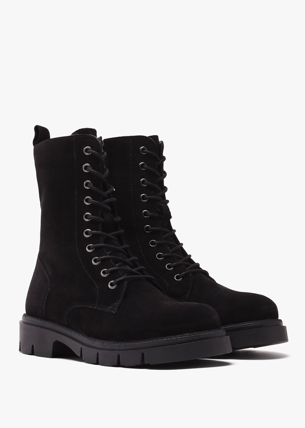 Lacie Black Suede Lace Up Ankle Boots