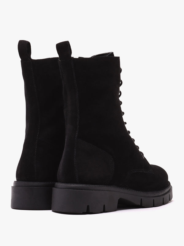 Lacie Black Suede Lace Up Ankle Boots