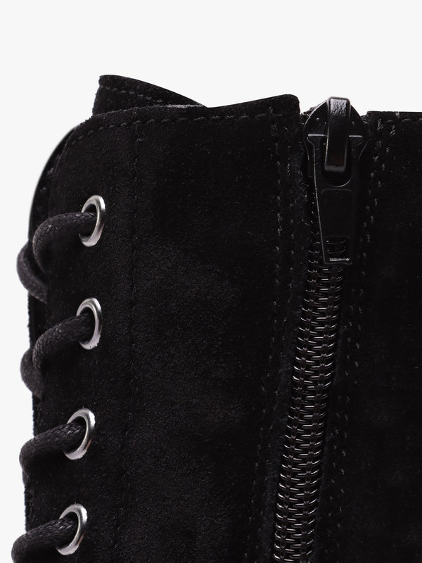 Lacie Black Suede Lace Up Ankle Boots