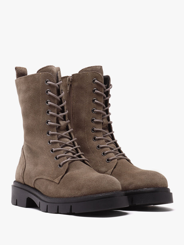 Lacie Taupe Suede Lace Up Ankle Boots
