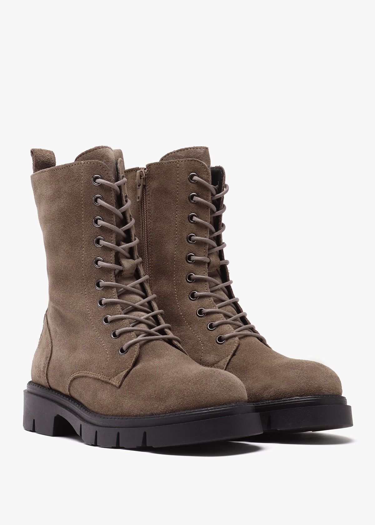 Lacie Taupe Suede Lace Up Ankle Boots