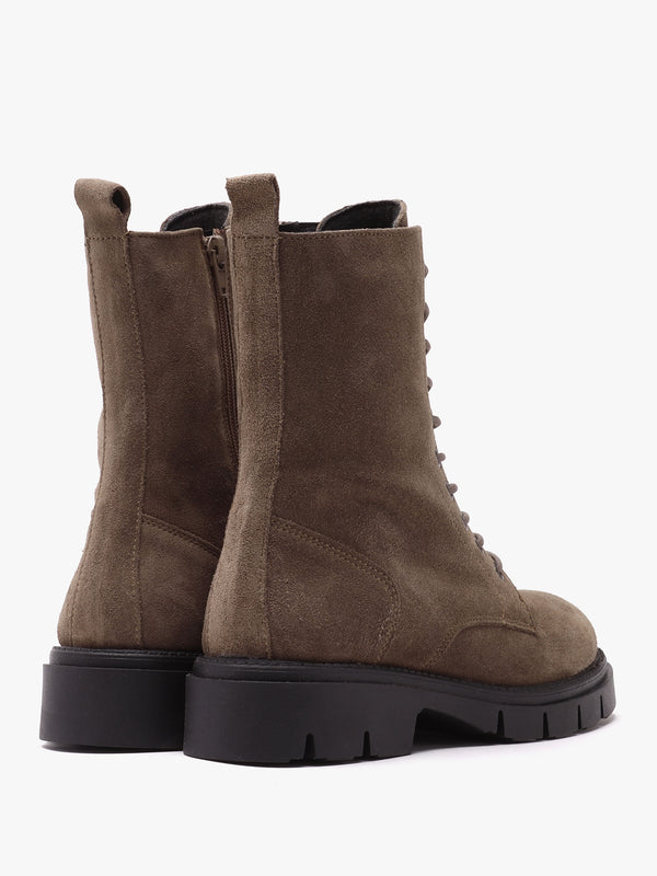 Lacie Taupe Suede Lace Up Ankle Boots