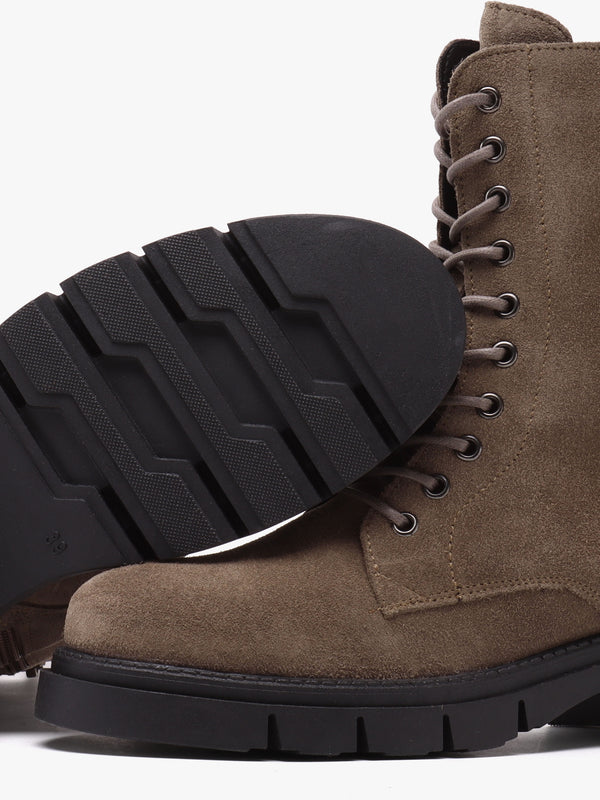 Lacie Taupe Suede Lace Up Ankle Boots