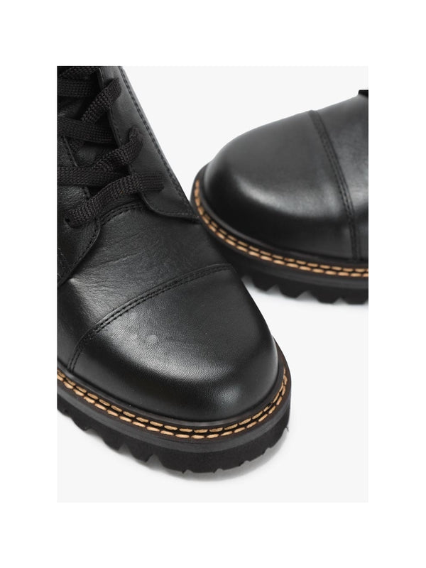 Mallory Black Leather Buckled Biker Boots