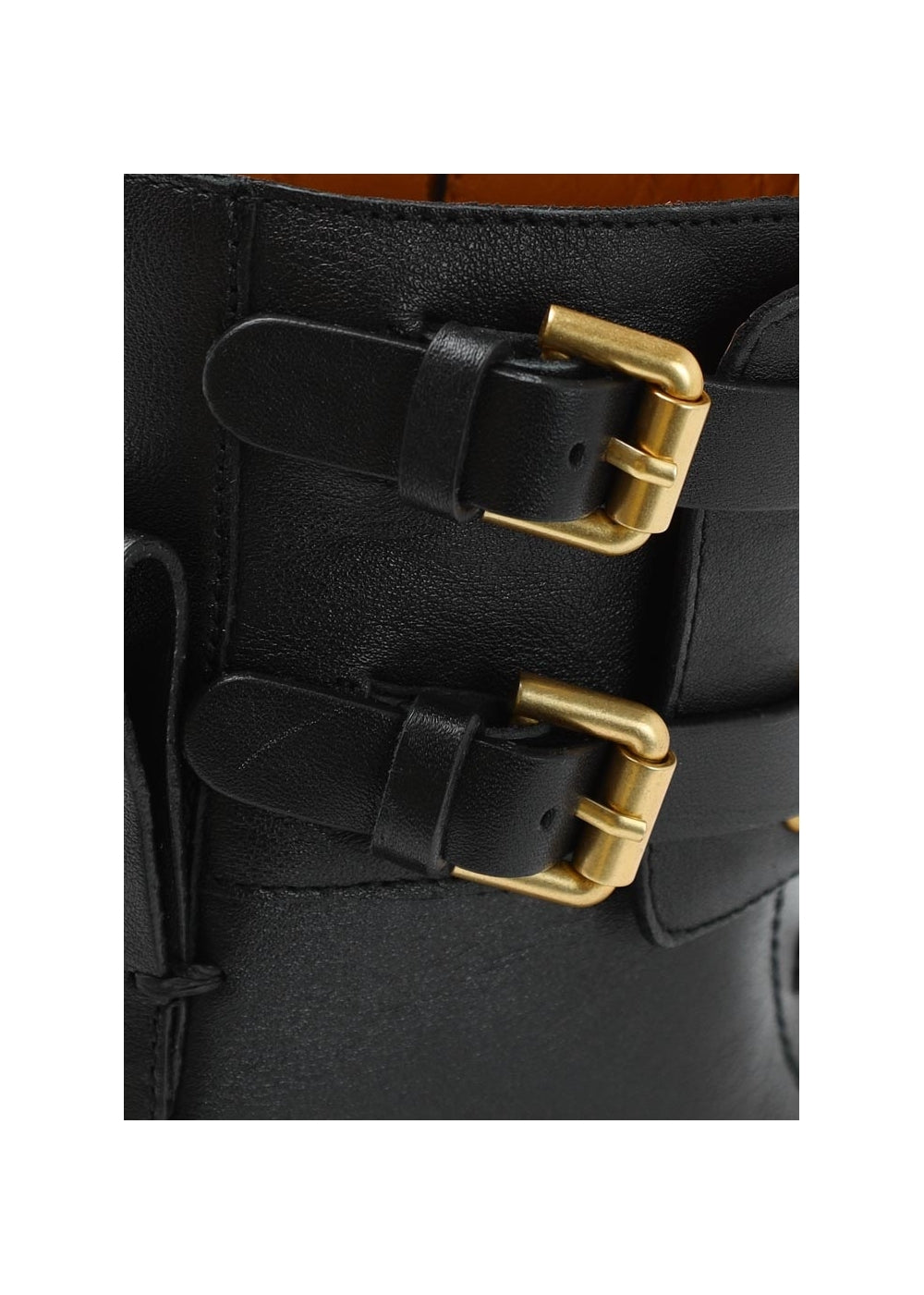Mallory Black Leather Buckled Biker Boots