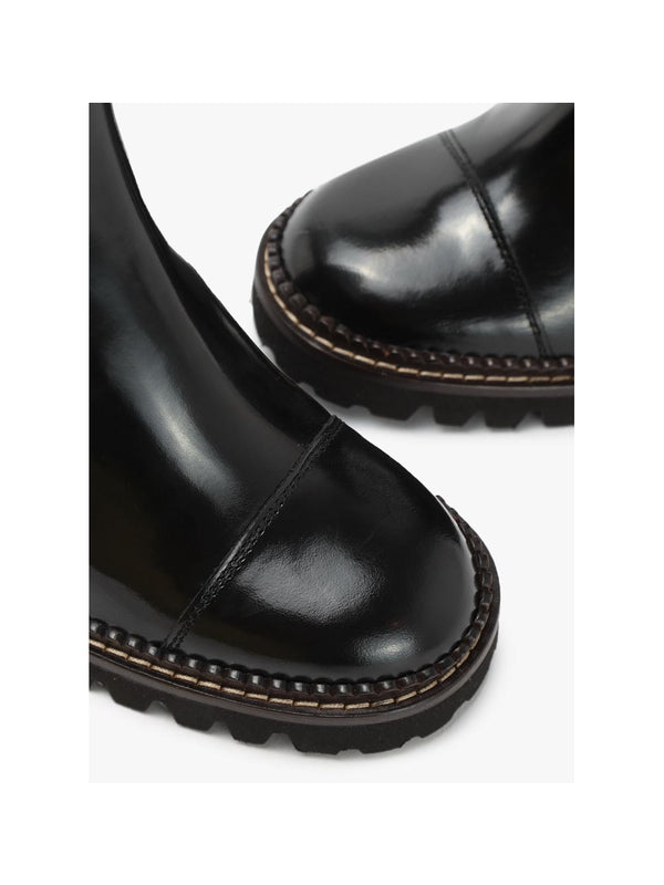 Mallory Black Leather Heeled Chelsea Boots
