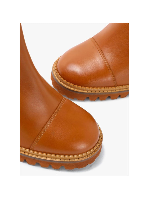 Mallory Tan Leather Shearling Lined Chelsea Boots