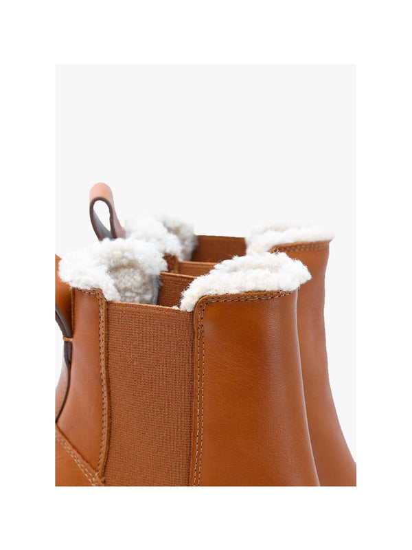 Mallory Tan Leather Shearling Lined Chelsea Boots